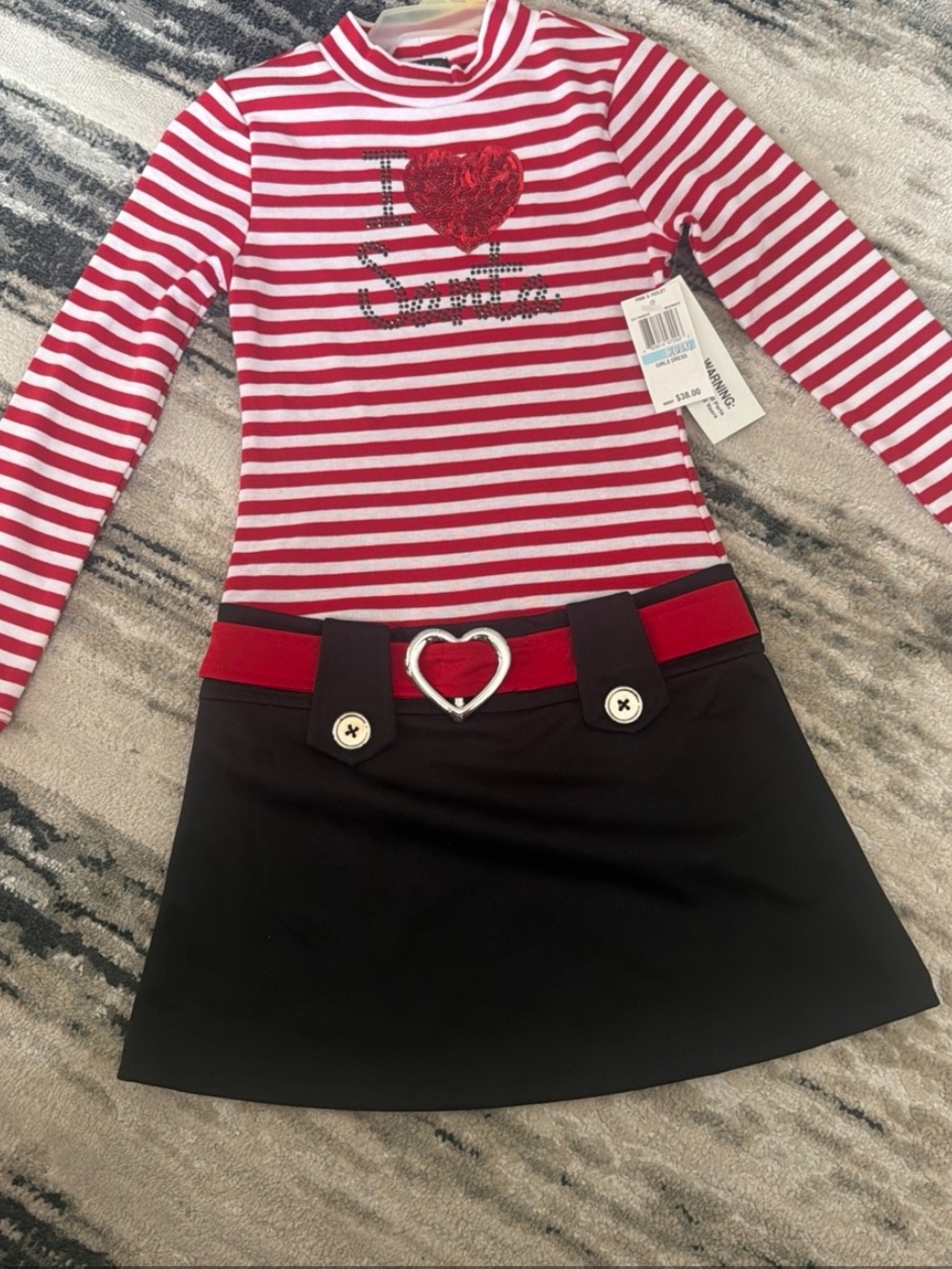 Pink & Violet Girls Dress I Love Santa Christmas Outfit Size Small Girls Dress